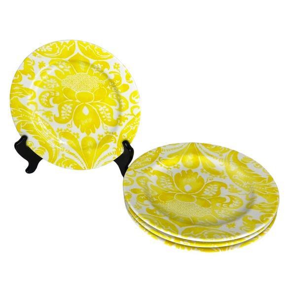 Anthropologie Salad Dessert Plates Floral Design Yellow 8" Set of 4 - Picture 9 of 9